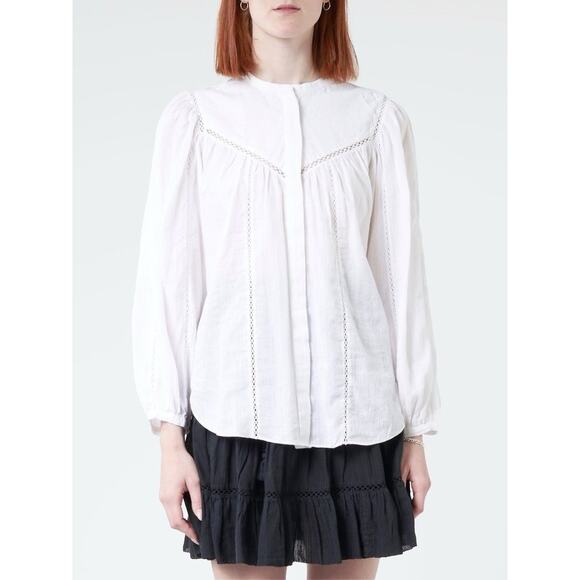 Isabel Marant Etoile Leonard Quiet Luxury White Crochet Blouse Top 38 M - Picture 11 of 11